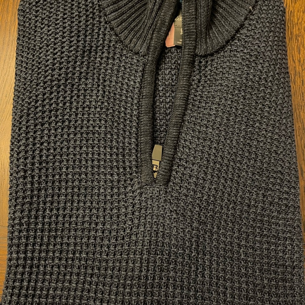 Eddie Bauer half zip blue waffle long sleeve sweater